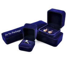 High End Navy Blue Color Velvet Gift Jewelry Packaging Boxes Factory